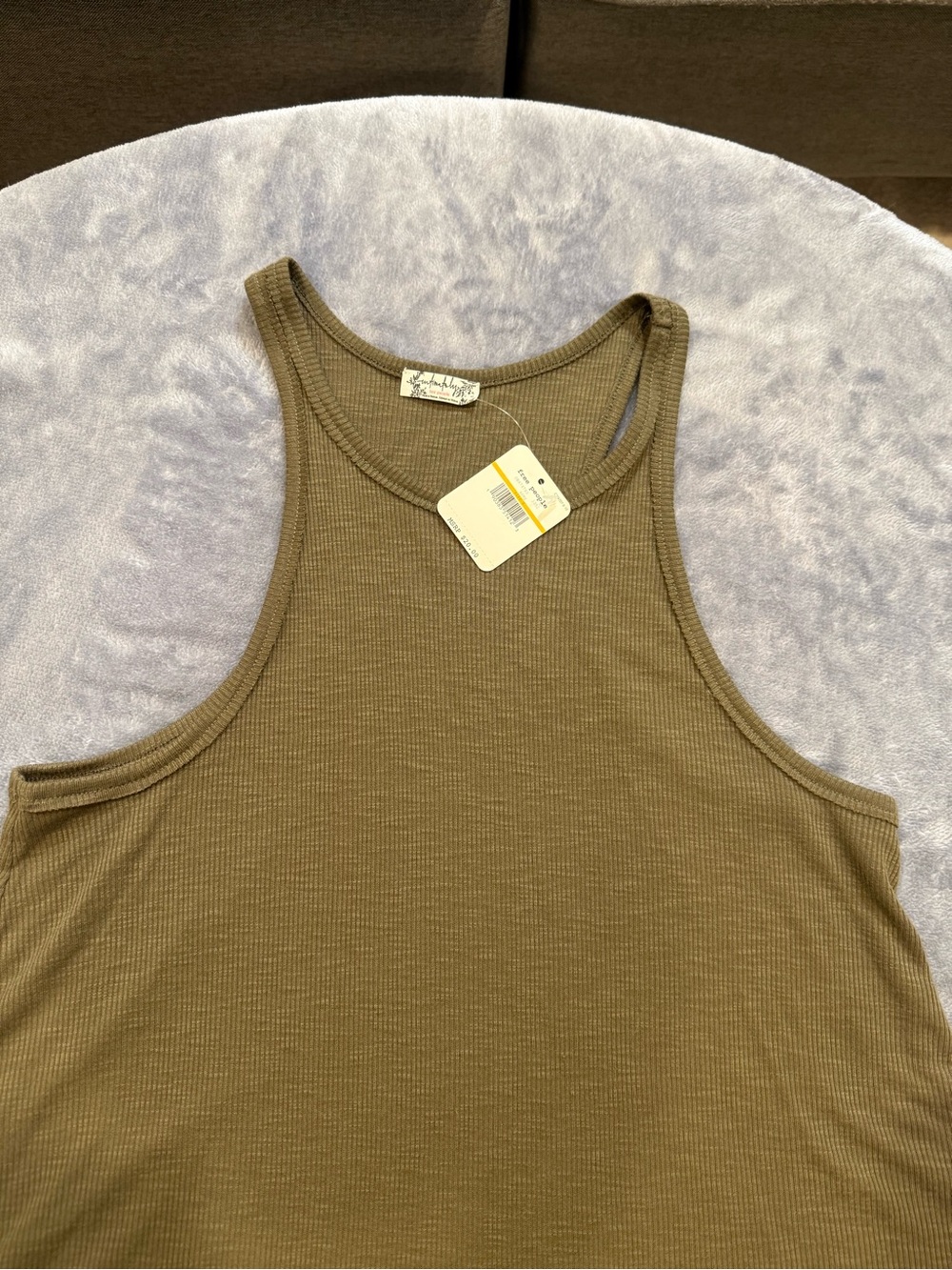 Free People Olive Ribbed Racerback Tank - Picture 4 of 8